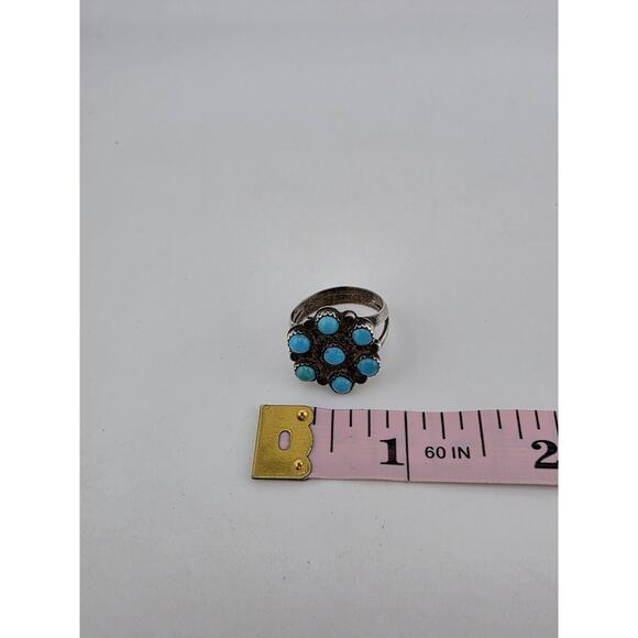 Native American Sterling Silver 925 Turquoise Ring Size 7 - Picture 5 of 6